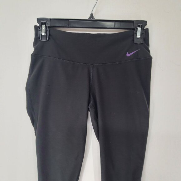 Nike Dri-Fit Women's Cropped Athletic Leggings Black Size XS Workout Athletic - Picture 3 of 7